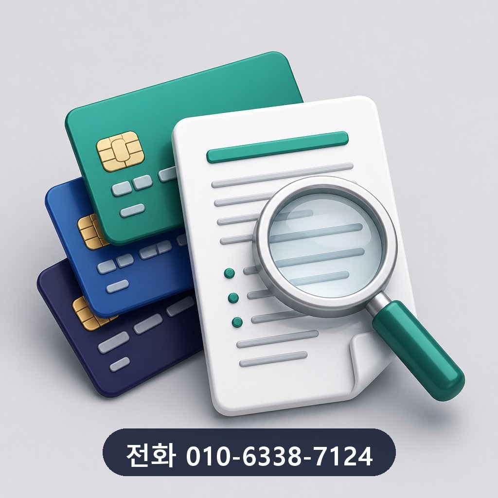 신용카드 한도 대출 카드사 약관 확인 이미지 · 문의 010-6338-7124
